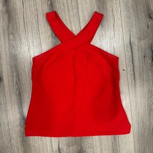 Anthropologie Red Criss Cross Sleeveless Top | Size S